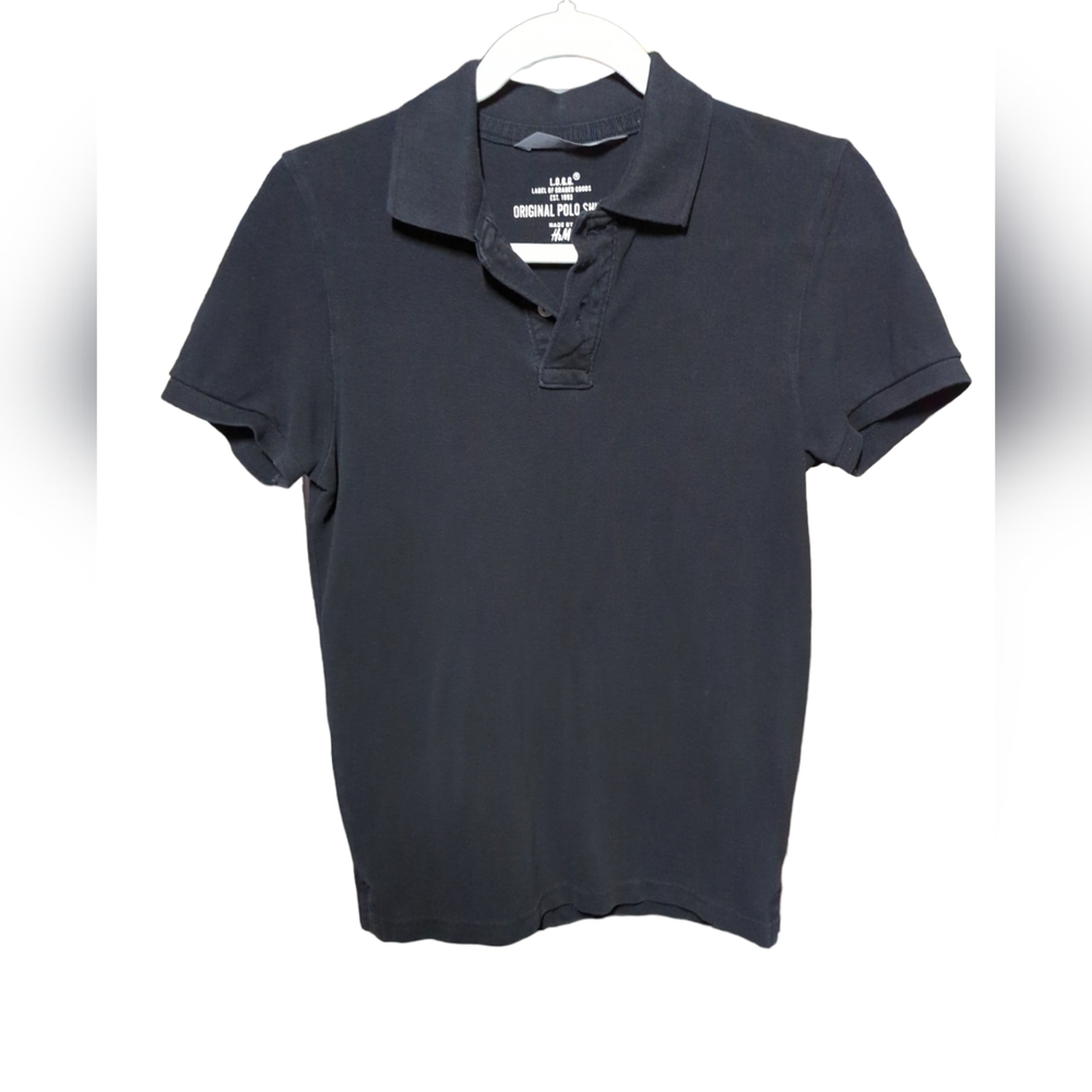 H&M Black Polo Shirt Short Sleeve Mens Size S